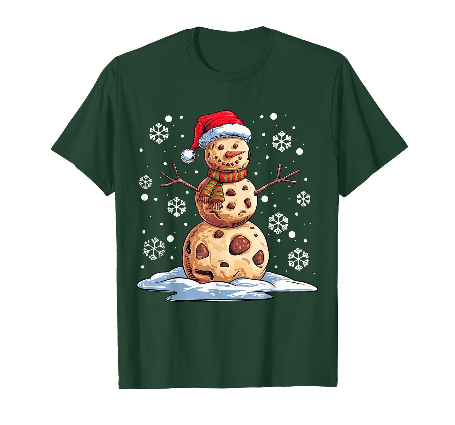 Chocolate Chip Cookies Snowman Santa Hat Christmas Funny T-Shirt
