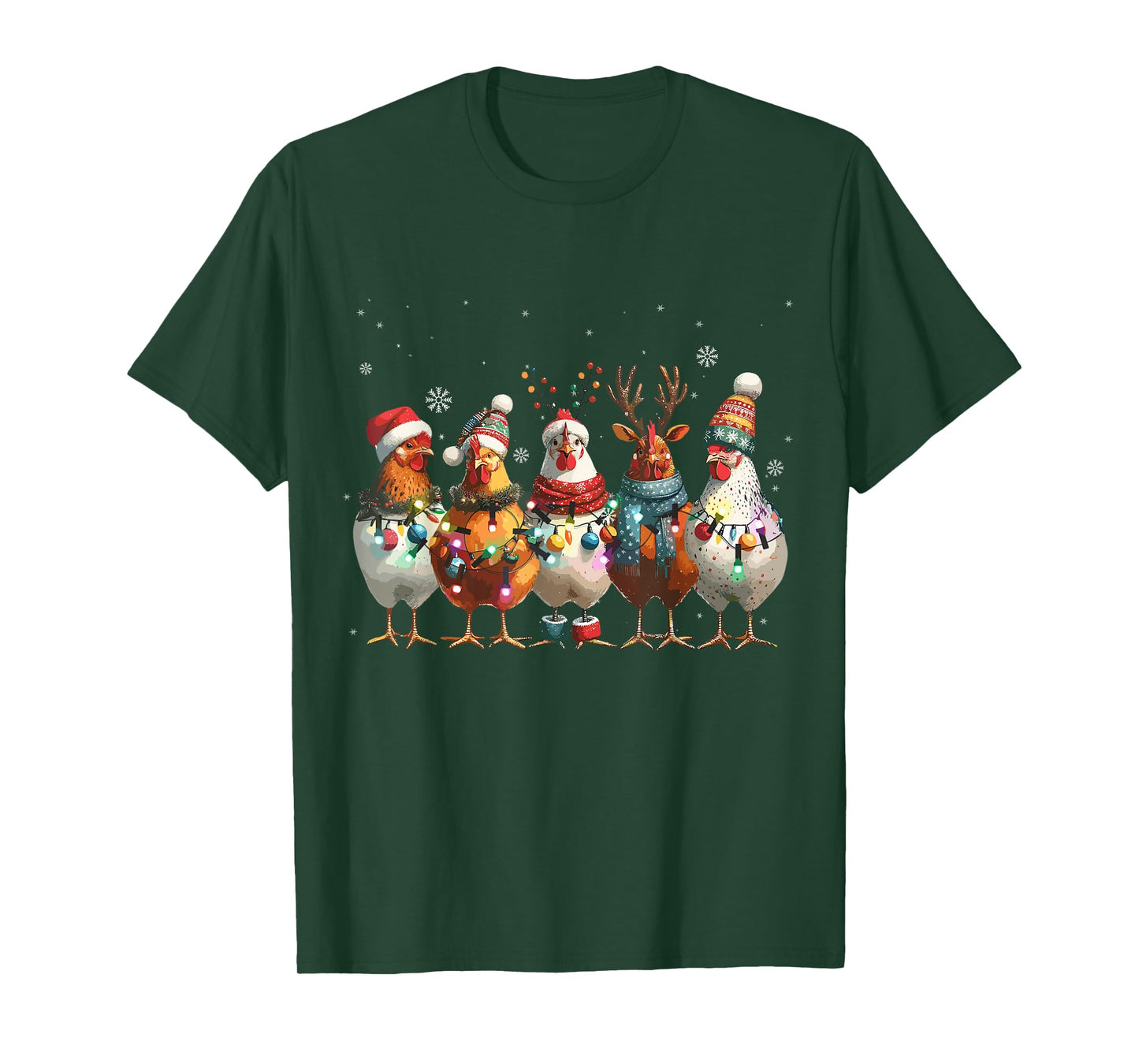 Christmas Lights Chicken Santa Funny Xmas Tree Chicken T-Shirt
