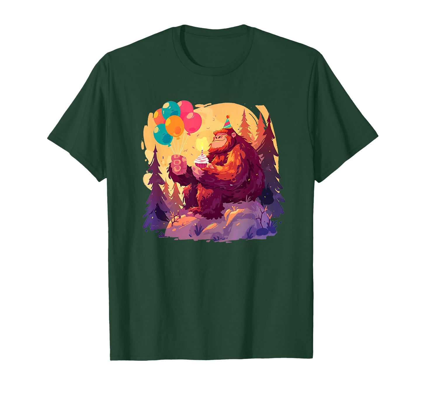 Sasquatch Birthday Party Balloon Cupcake BDay Bigfoot Theme T-Shirt