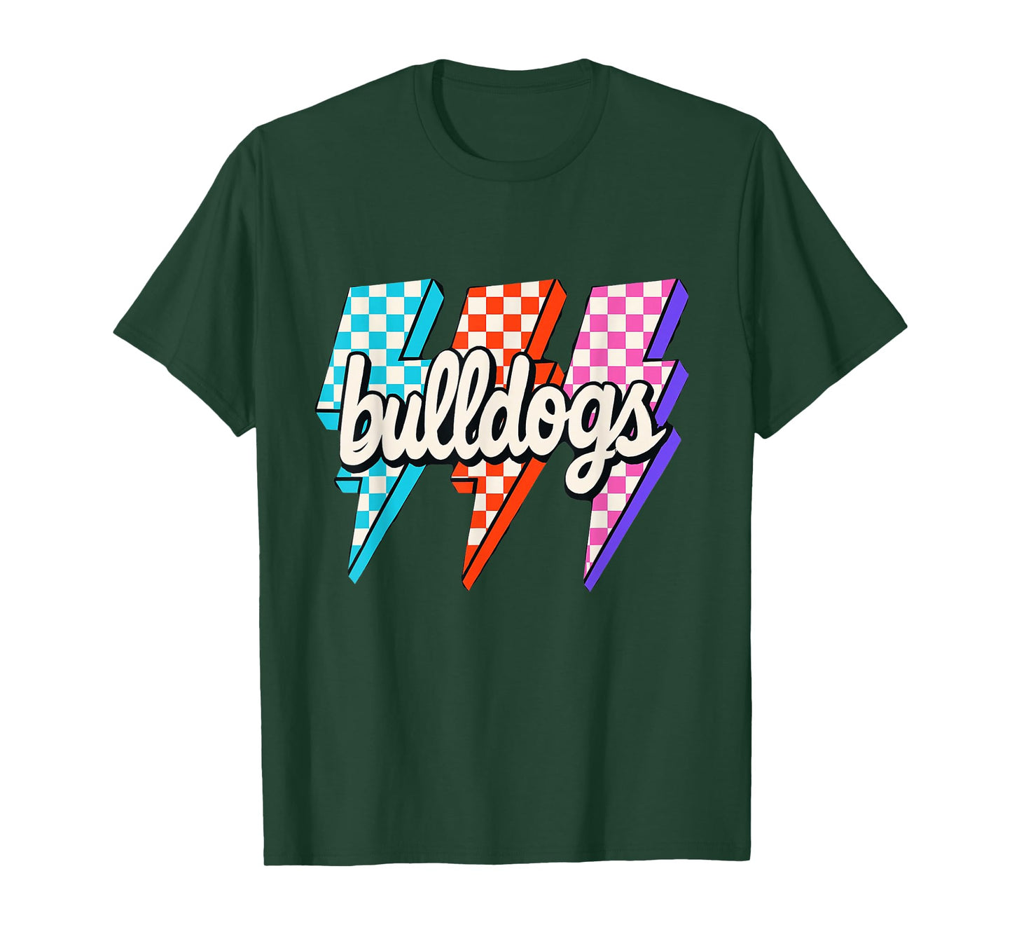 Team Spirit Bulldogs Checkered Mascot Back to School T-Shirt