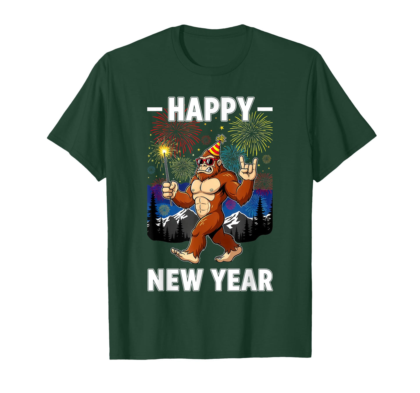 Funny Happy New Year 2026 Bigfoot Lovers New Years Eve Party T-Shirt