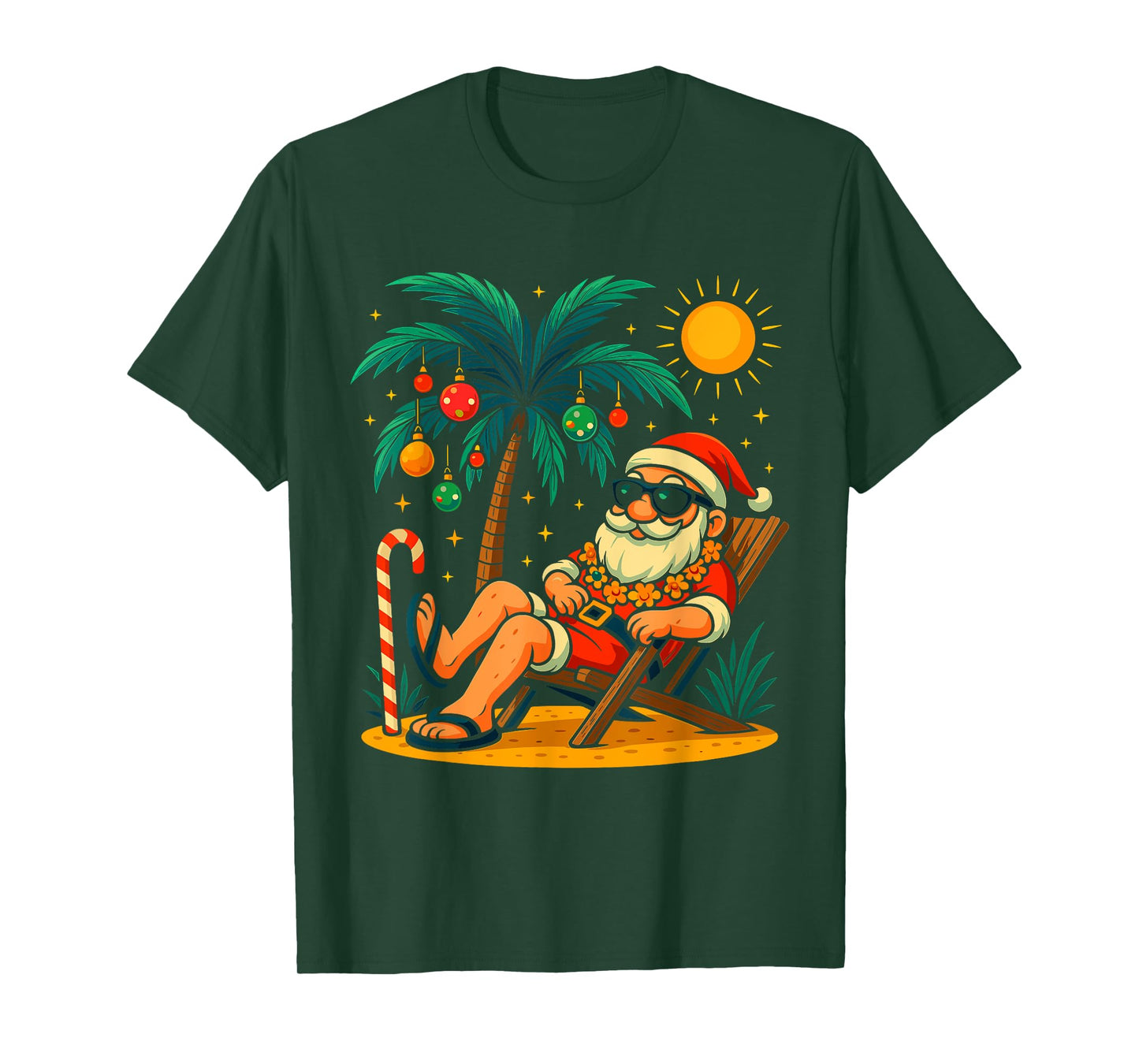Christmas In July Palm Tree Santa Summer Hawaii Beach Xmas T-Shirt
