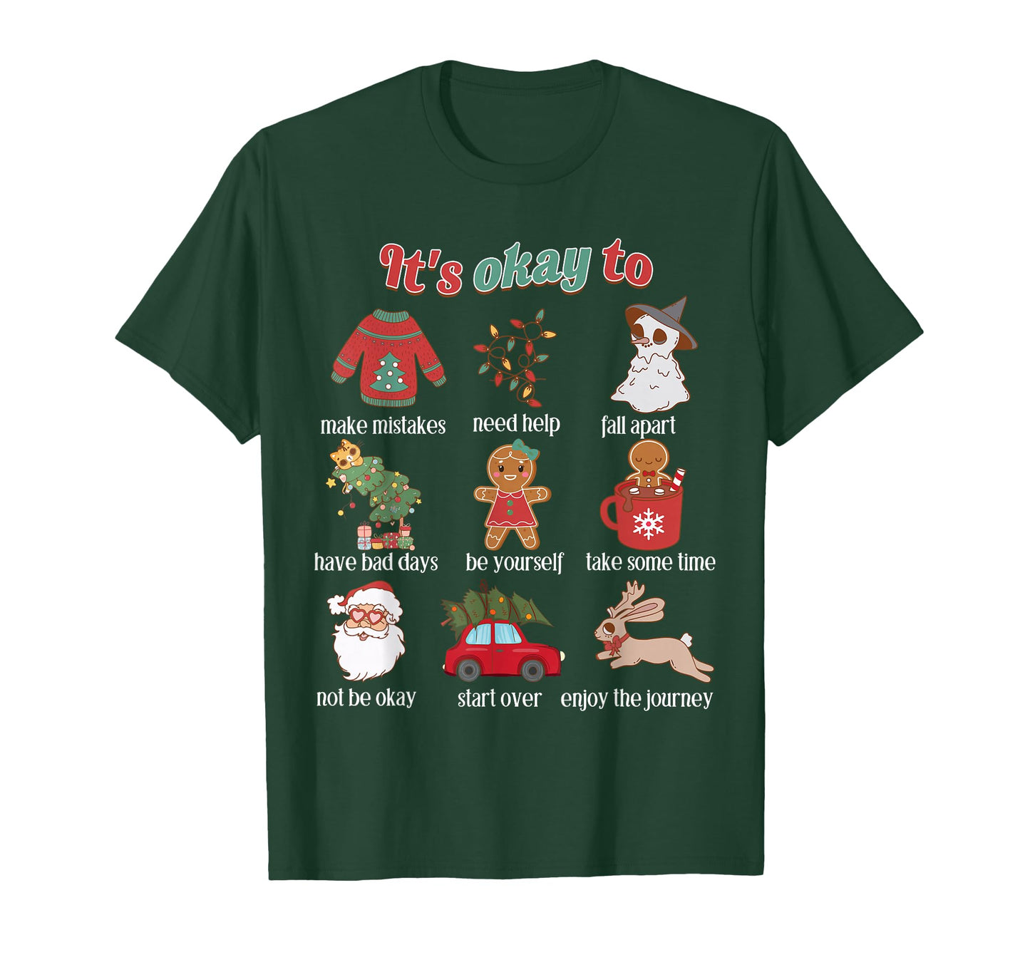 It's Okay To Mental Health Christmas School Counselor Xmas T-Shirt