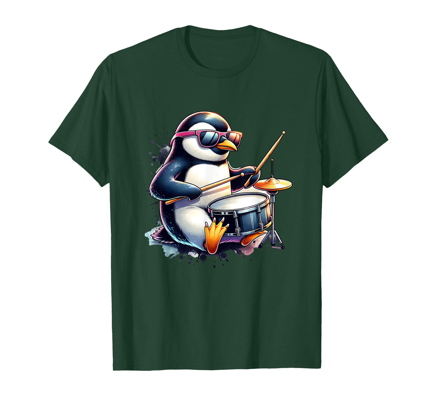Penguin Drummer Music Rock Band With Drumsticks Playing T-Shirt