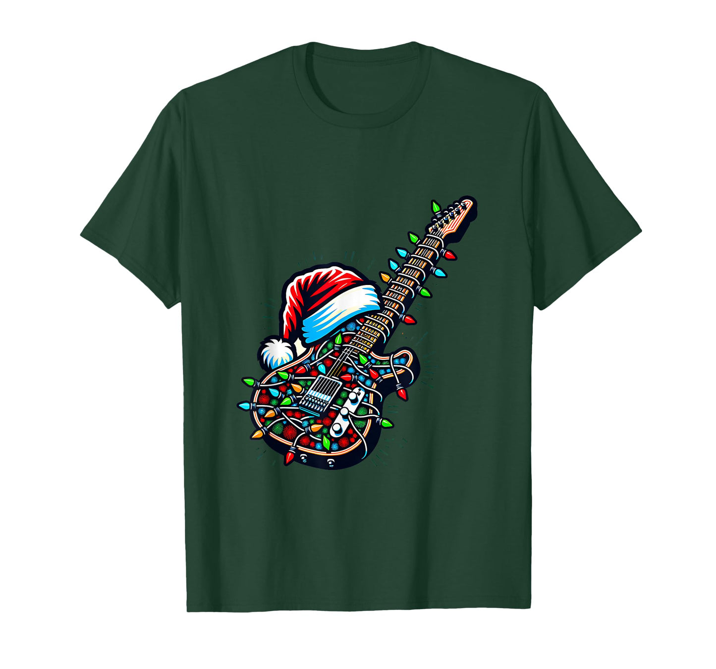 Rock & Roll Santa Xmas Guitarist Guitar Christmas Music T-Shirt