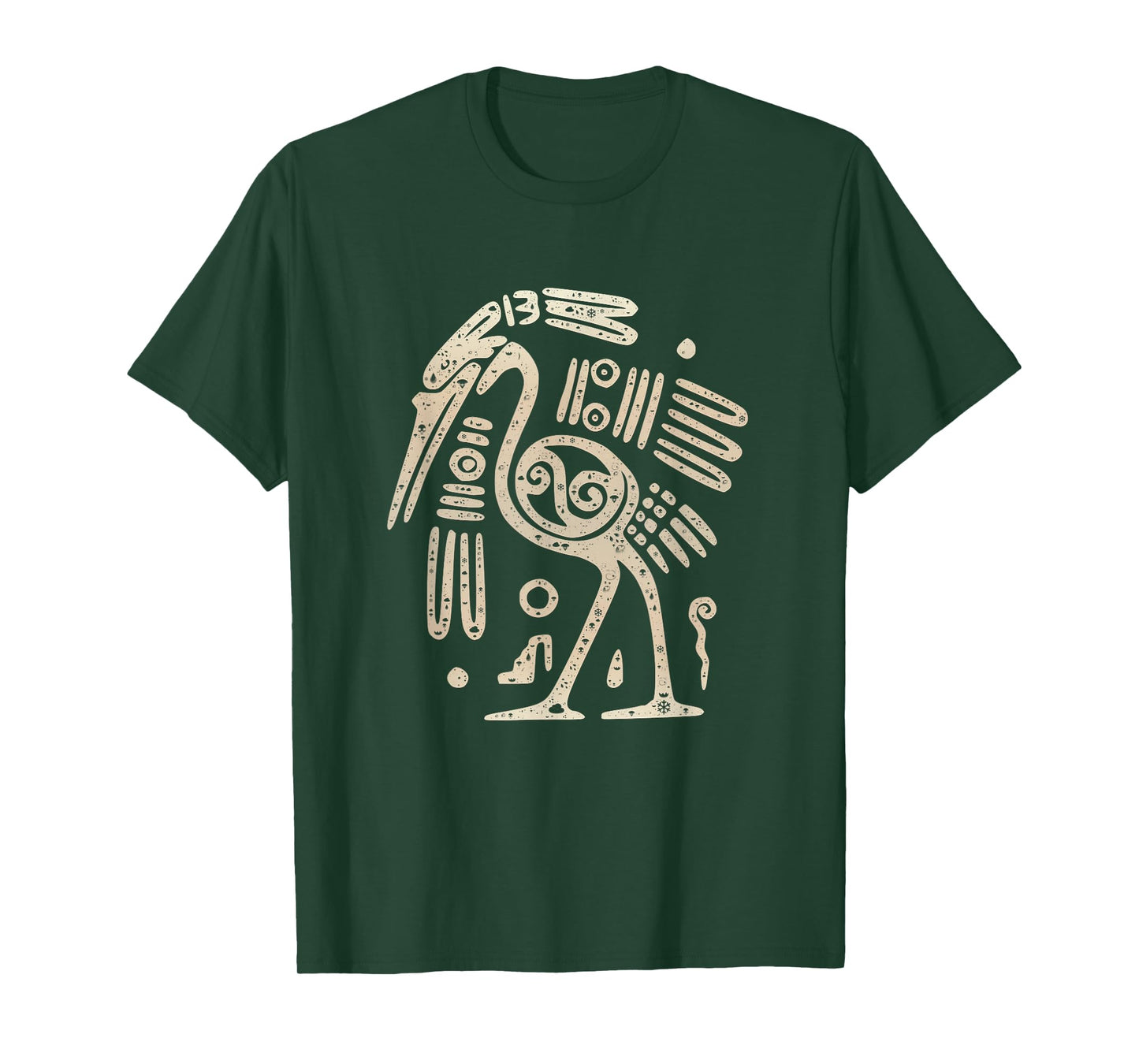 Mayan Indian Heron Crane Ancient Tribal Abstract Bird Style T-Shirt