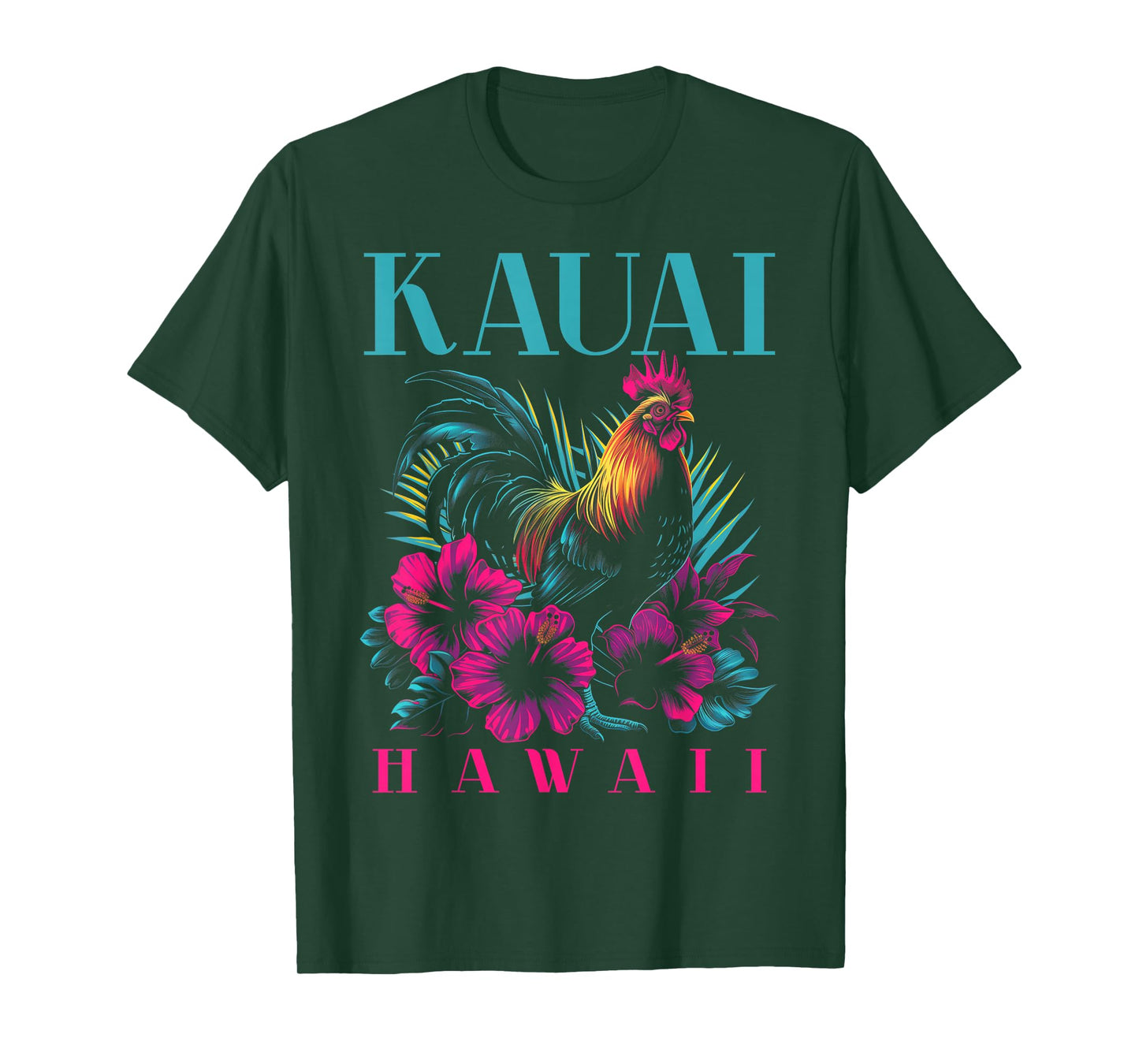 Kauai Hawaii Chicken Hawaiian Hibiscus Flowers Vintage T-Shirt