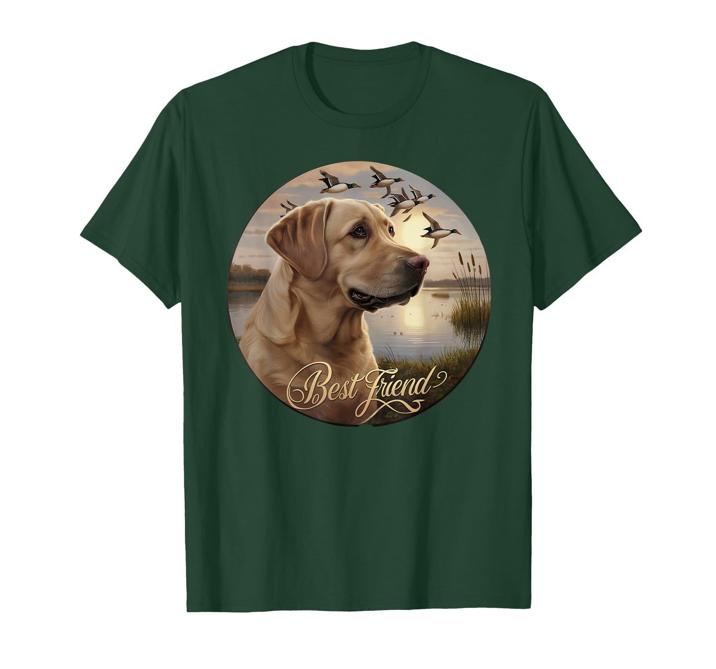 Best Friend hunting Yellow Labrador dog with ducks and geese Men Women T-Shirt