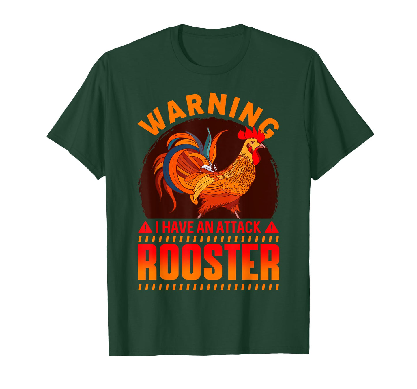 Warning Attack Rooster Look Out Funny Rooster Farm T-Shirt