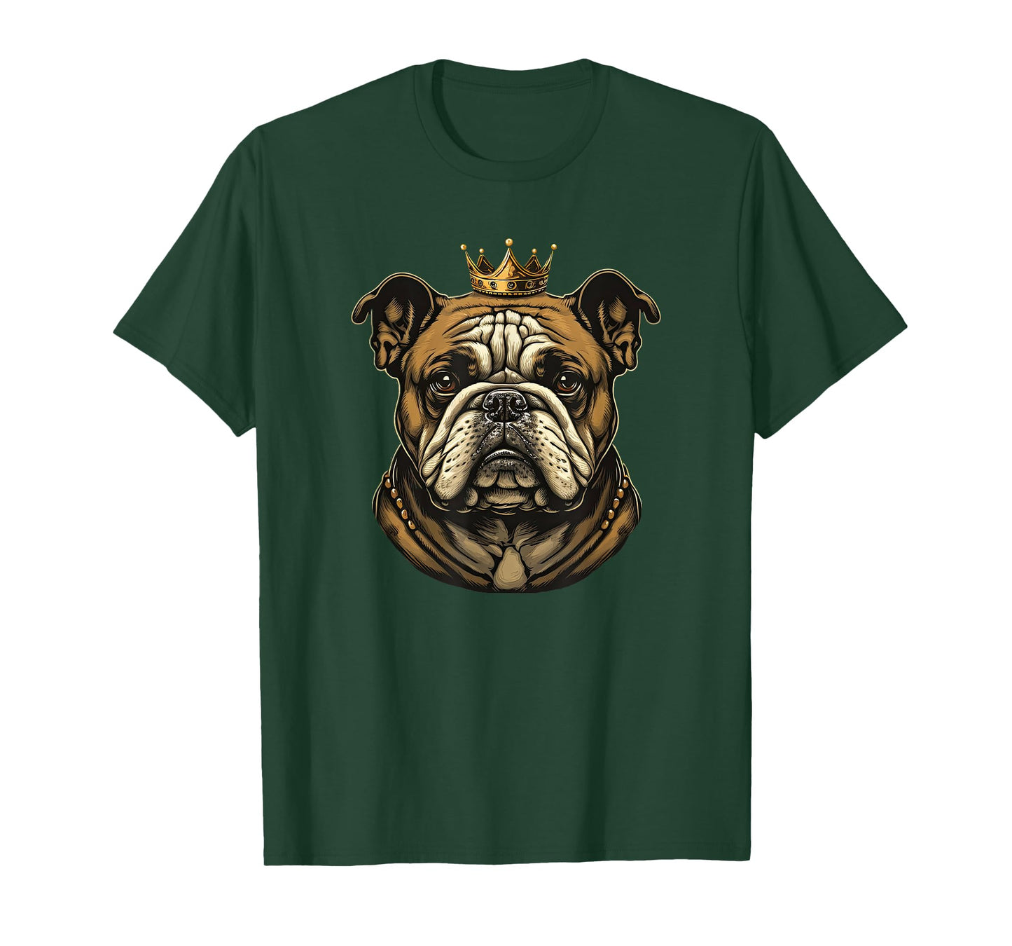 Funny Bulldog Dog With Golden Crown T-Shirt for Men Women Girls Kids