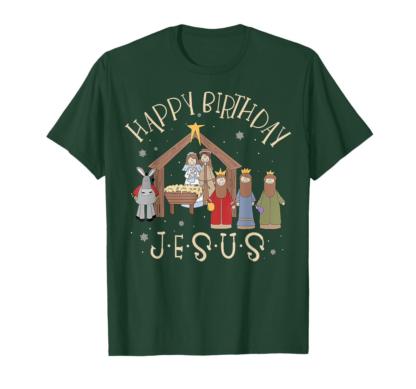 Merry Christmas Tee Unisex-Christian Family Group Children Nativity Happy Birthday Jesus Christmas Nativity Christian T-Shirt Black Small Crew Neck Short Sleeve Cotton Blend T-Shirt