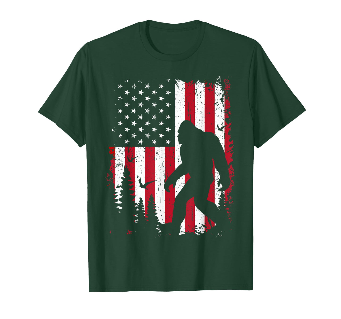 Bigfoot 4th of July American USA Flag Patriotic T-Shirt