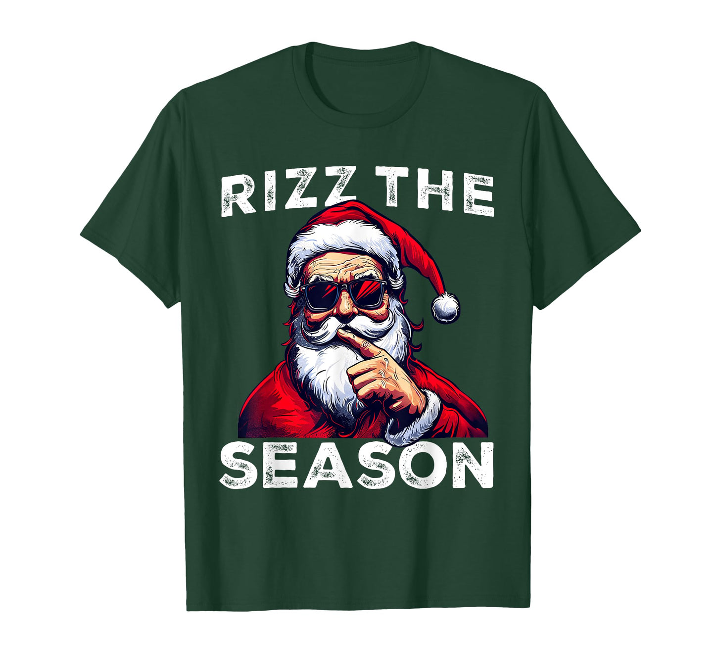 Rizz The Season Funny Santa Joke White Elephant Christmas T-Shirt