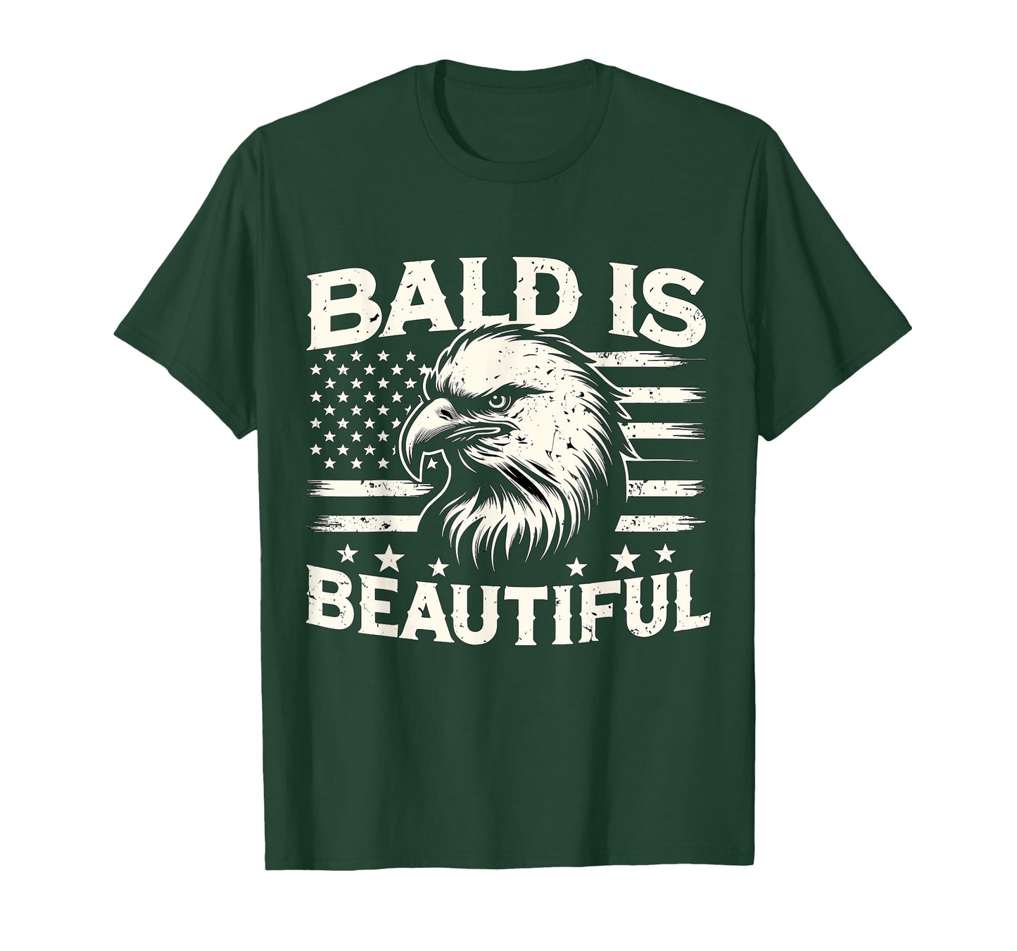 Bald is Beautiful American Bald Eagle USA Flag T-Shirt