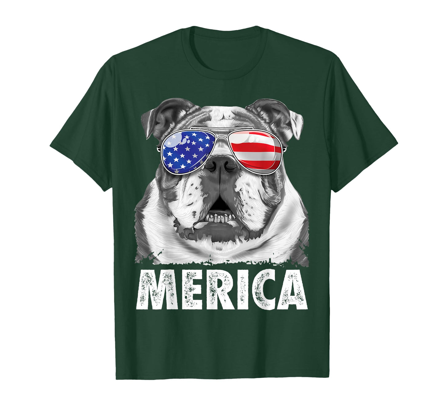 English Bulldog 4th of July Merica Men Women USA Flag Retro T-Shirt