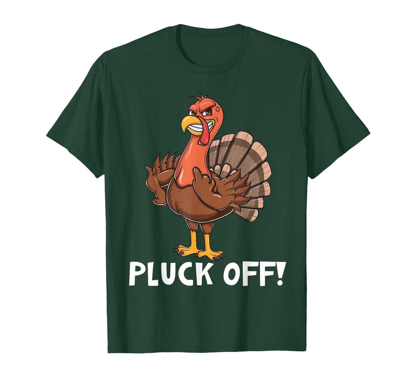 Thanksgiving Turkey - Pluck Off Turkey Flipping the Bird Pun T-Shirt