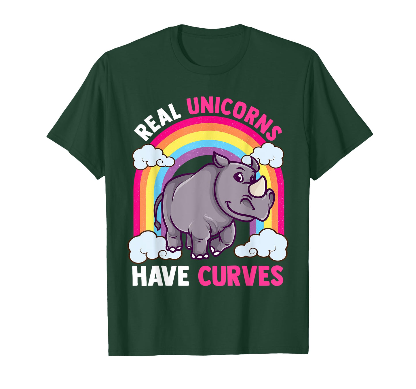 Real Unicorns Have Curves Funny Rhinoceros Animals Lover T-Shirt