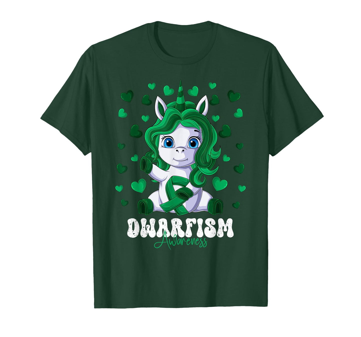 Dwarfism Awareness Month Green Ribbon Unicorn T-Shirt