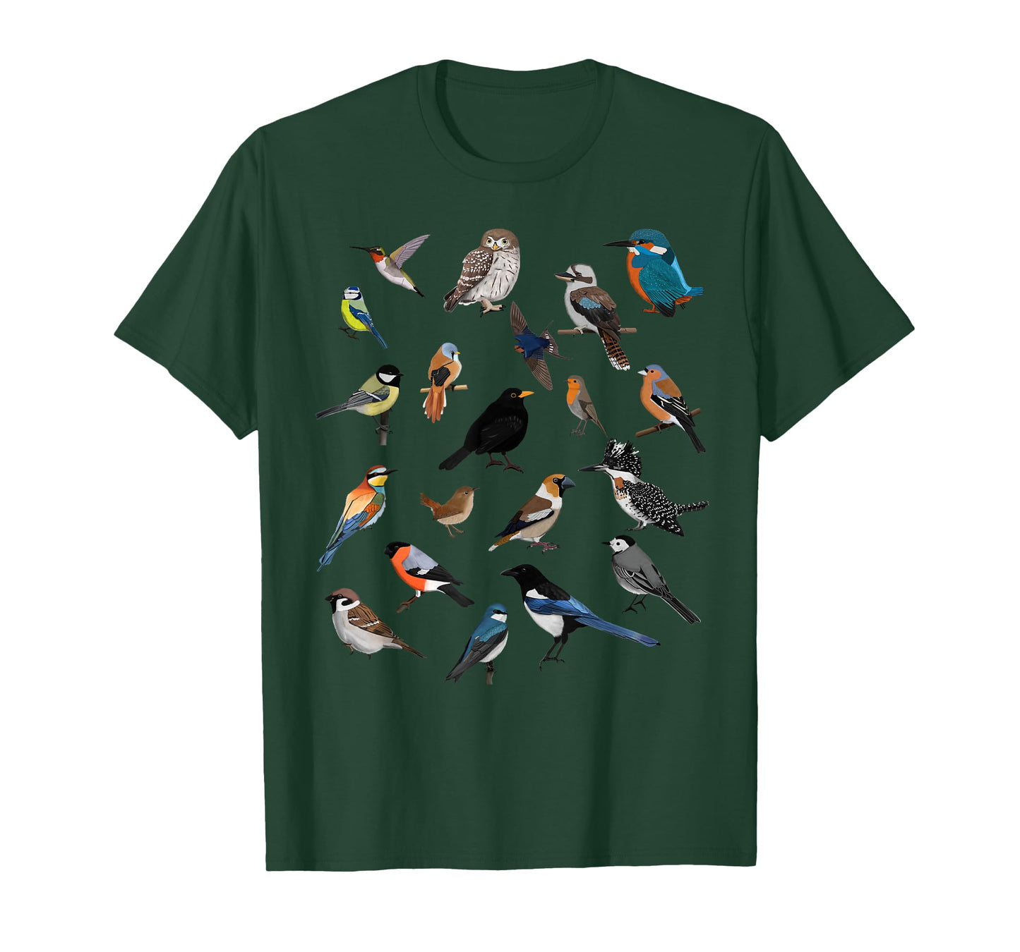 Birds Birdlover Birdwatcher Ornithologist Robin Wren Magpie T-Shirt