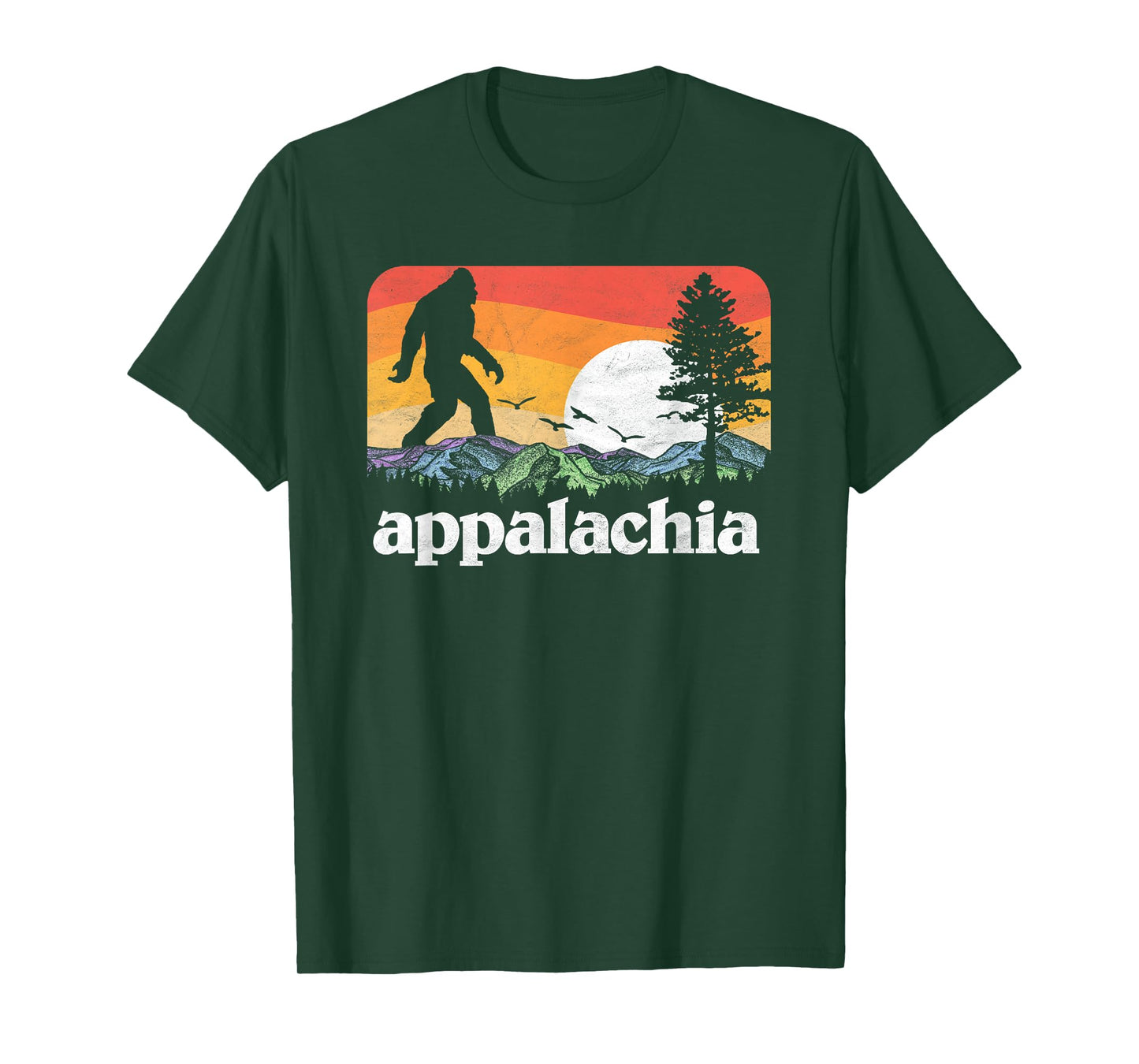 Retro Appalachia Bigfoot Mountain & Trees Nature Outdoors T-Shirt