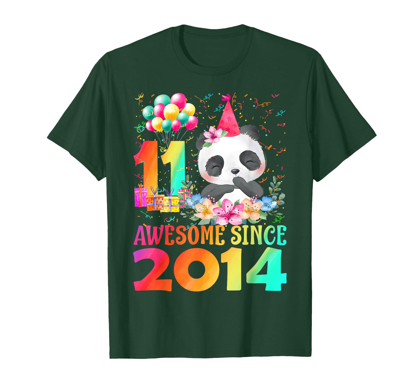 11 Years Old 11th Birthday Panda Awesome Since 2014 T-Shirt