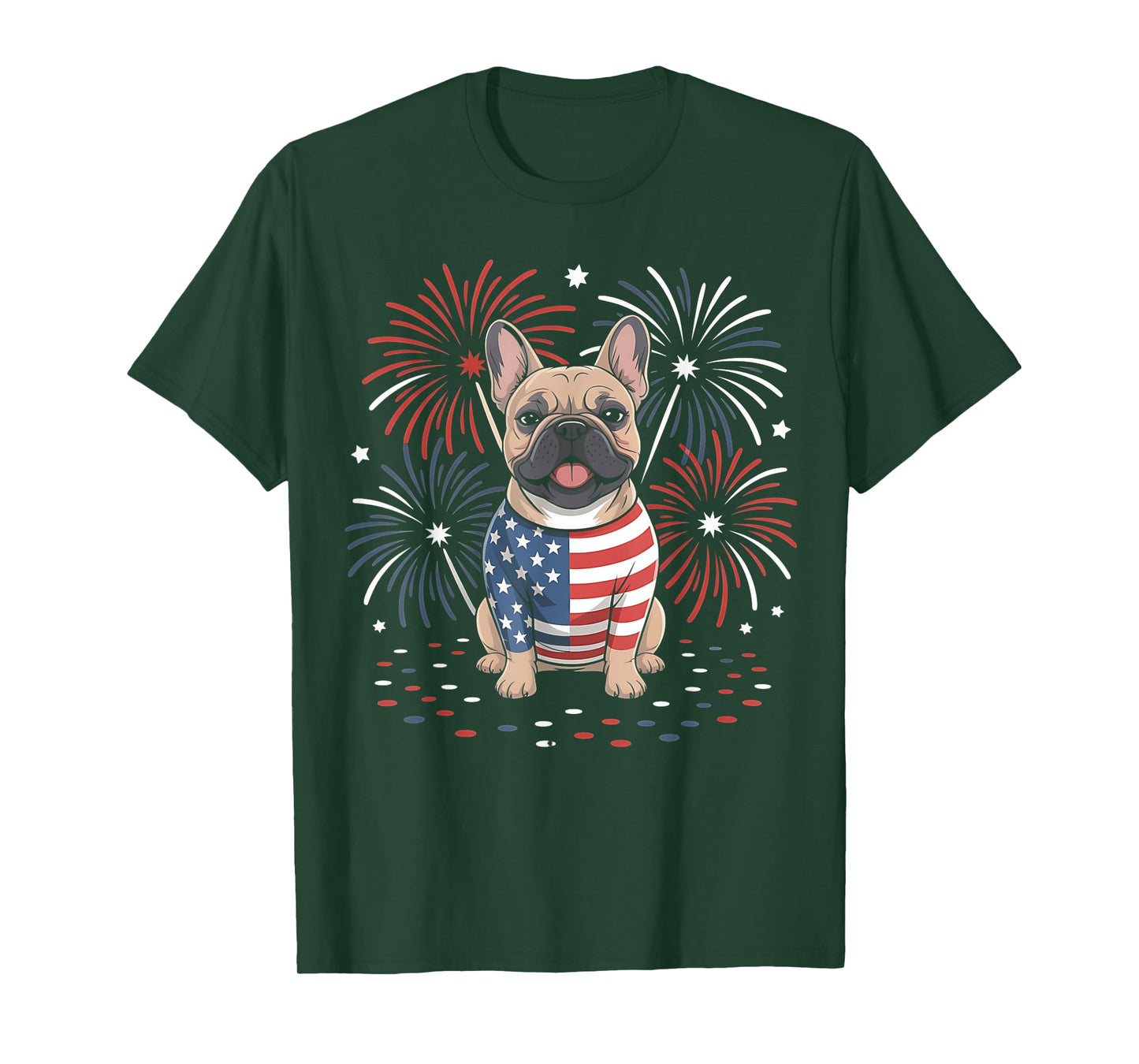 Cute French Bulldog USA American Flag Dog Lover 4th Of July T-Shirt for Men Women Kids