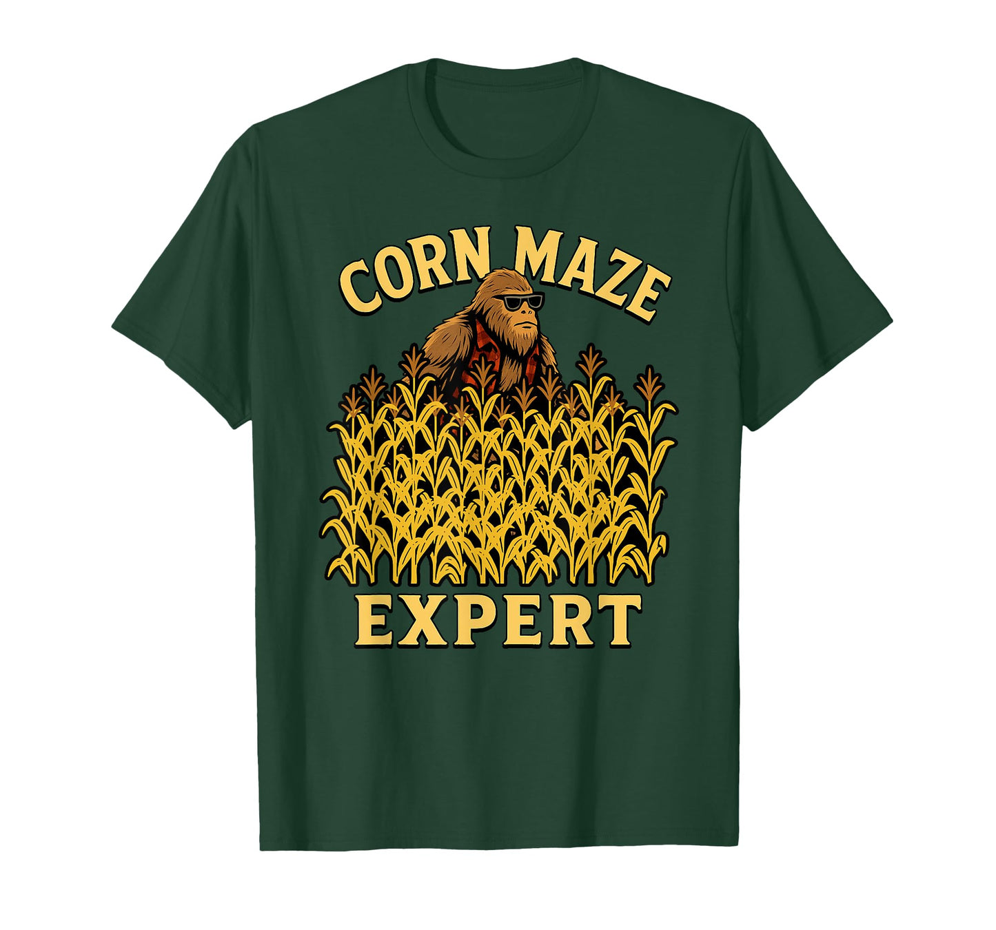 Funny Bigfoot Corn Maze Expert Fall Fun Halloween Sasquatch T-Shirt