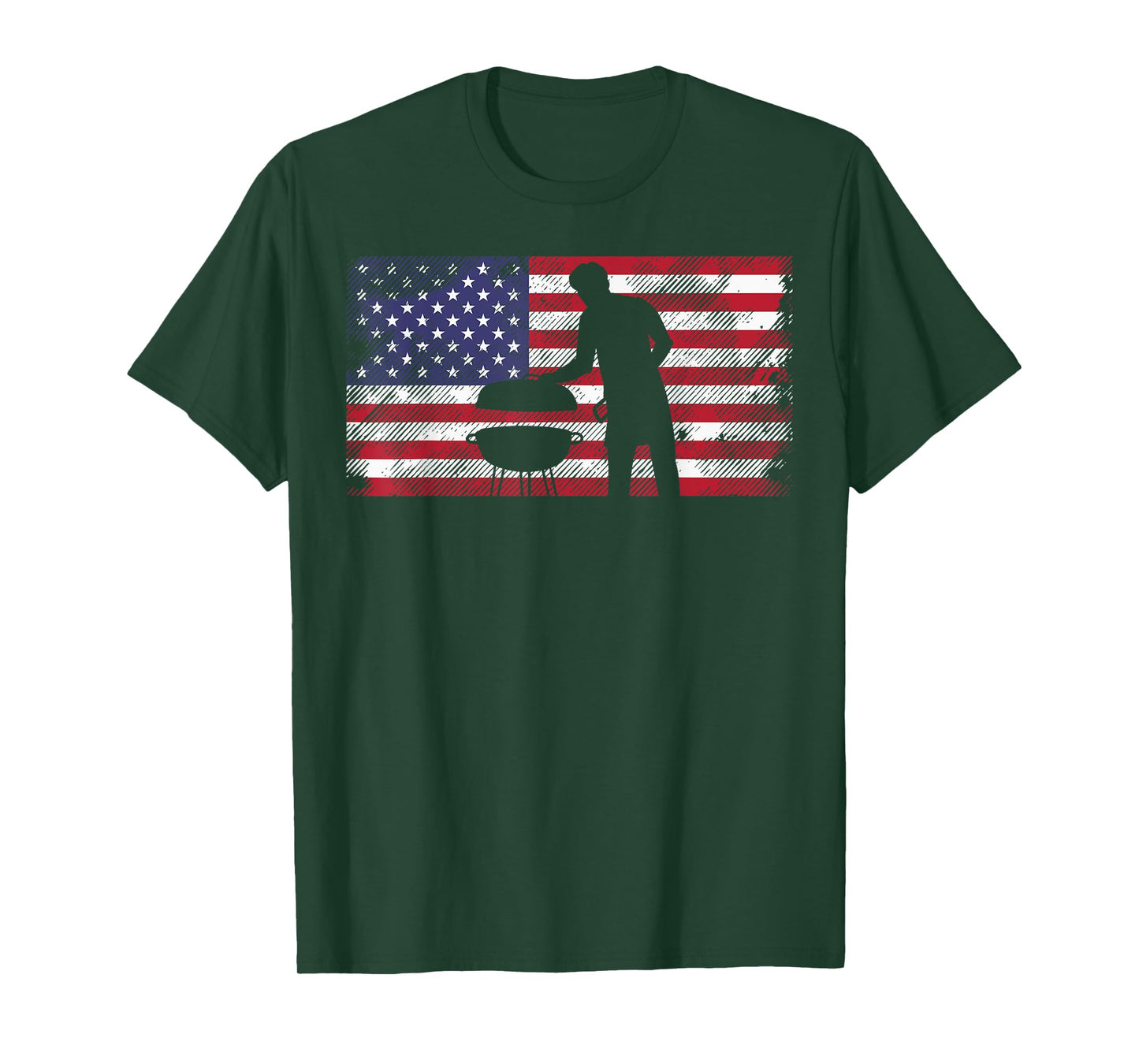 American Flag Dad Bbq Grilling Barbecue Meat Patriotic Men T-Shirt