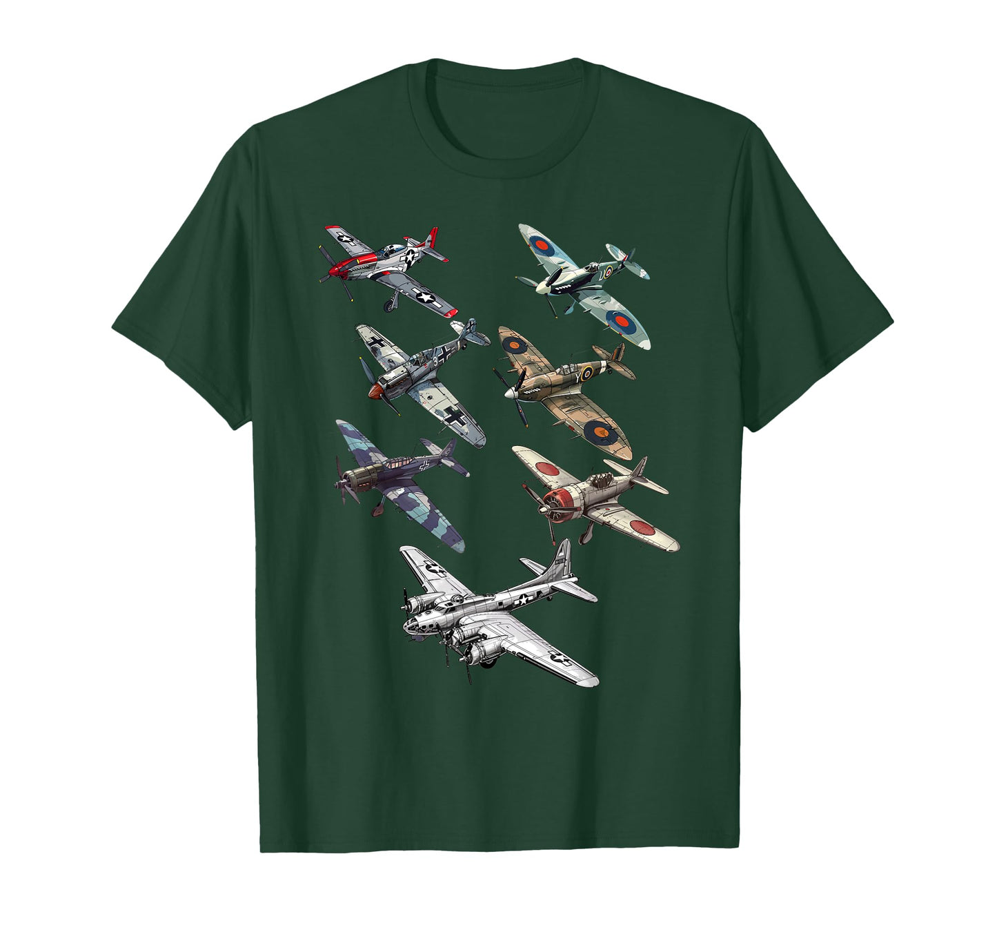 Military F&L Design Co. WW2 Warbirds P51 Messerschmitt B17 P40 Hobbyists T-Shirt, Small, Black