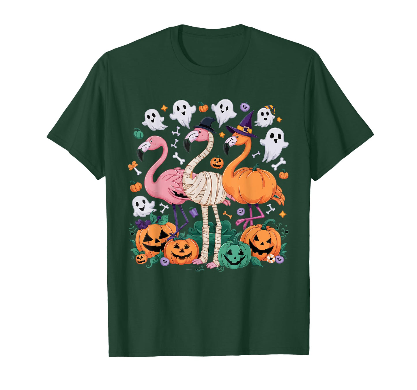 Flamingo Halloween Spooky Wading Bird Scary Trick Or Treat T-Shirt