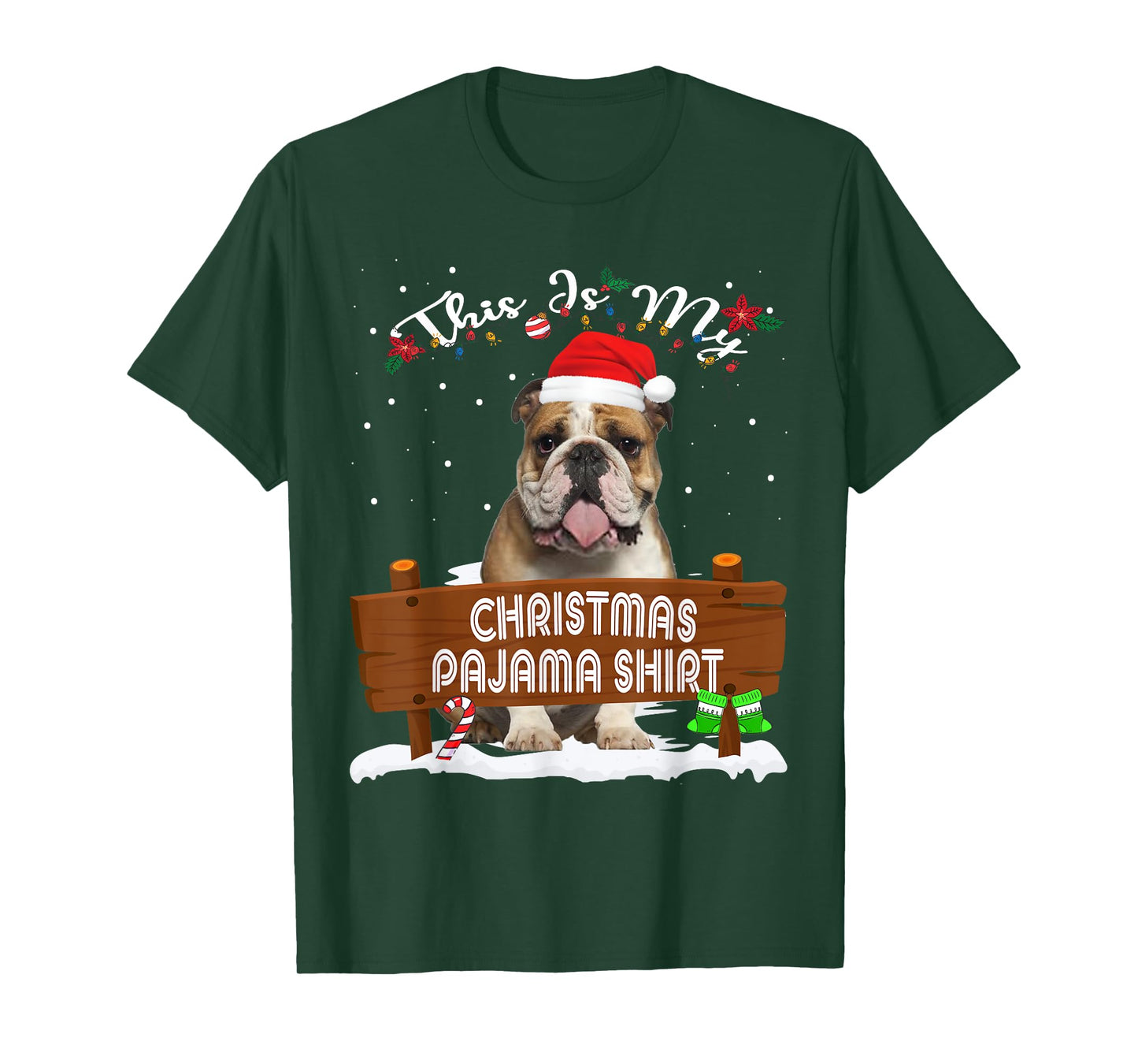 This Is My Christmas Pajama English Bulldog Dog Mom Dad Men Women Kids T-Shirt