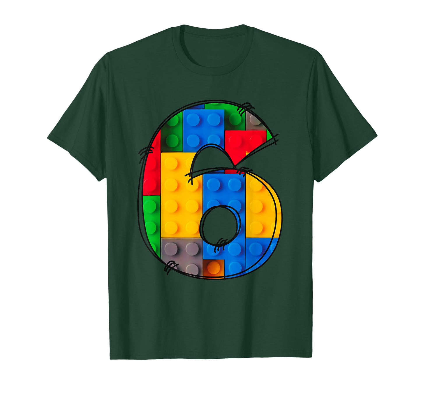 6 Year Old Blocks Building Master Builder 6th Birthday Kids T-Shirt