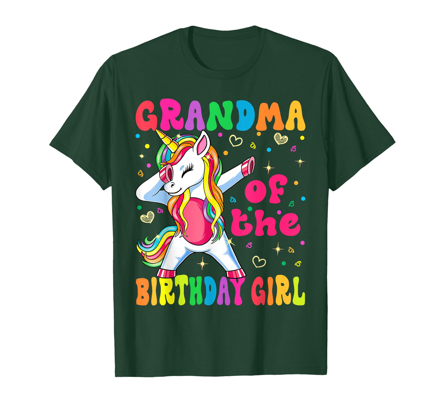 Grandma of the Birthday Princess Girl Dabbing Unicorn T-Shirt