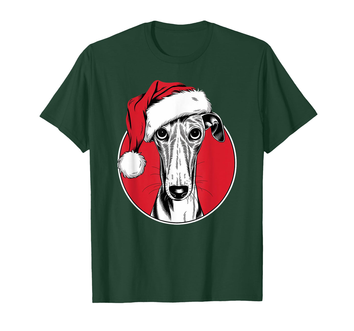 Joyful Greyhound Santa Dog on Greyhound Christmas T-Shirt for Men Women Kids