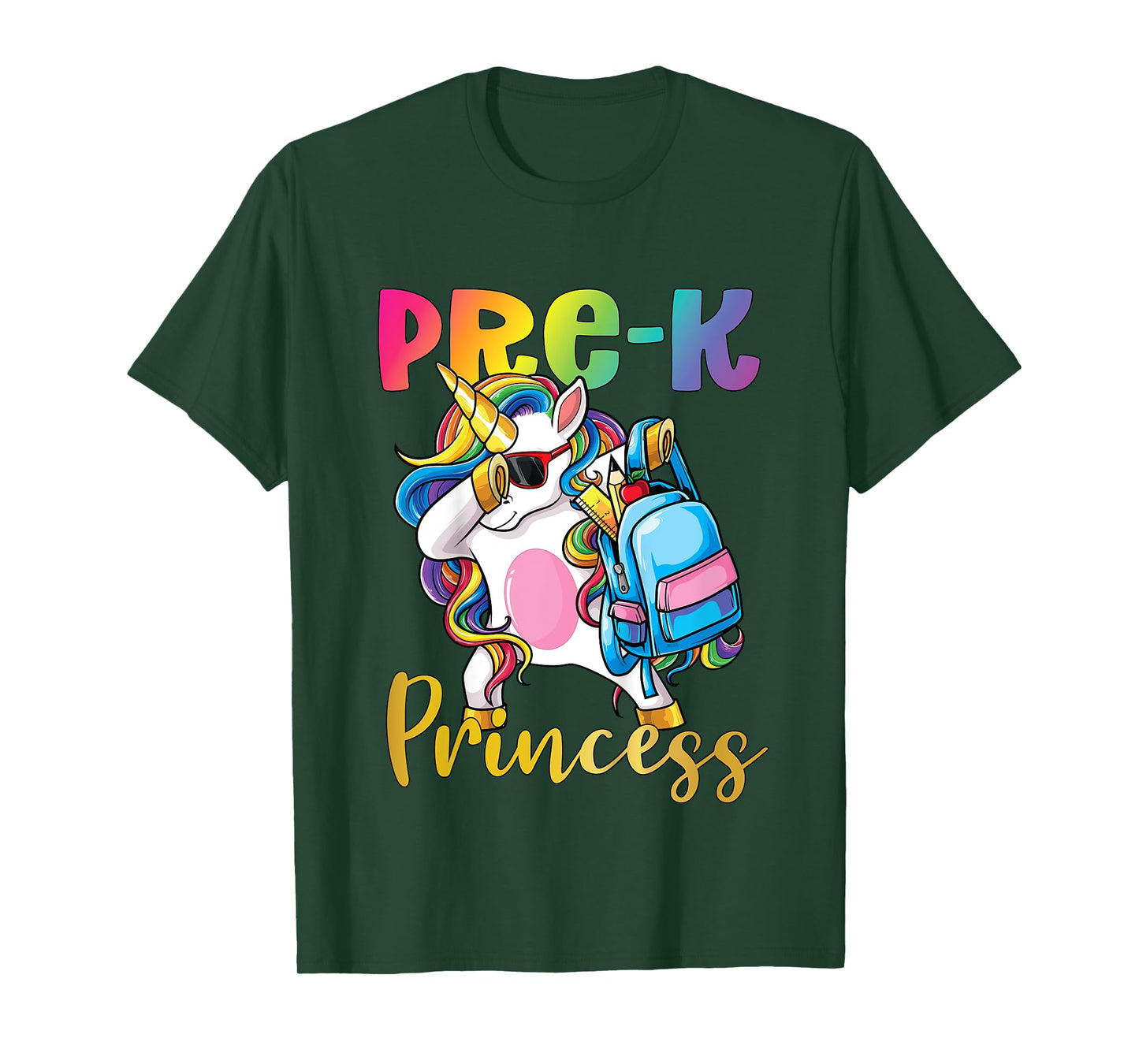 Pre K Princess Dabbing Unicorn Back to School Girls T-Shirt