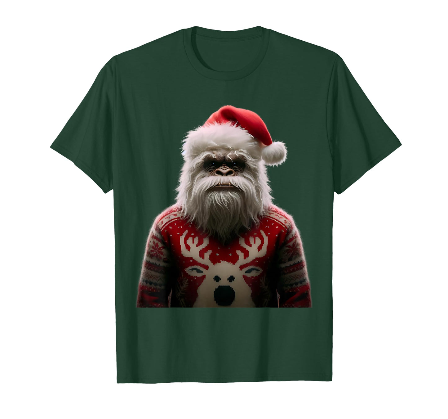 Yeti With Santa Hat Christmas Abominable Snowman Xmas Lover T-Shirt