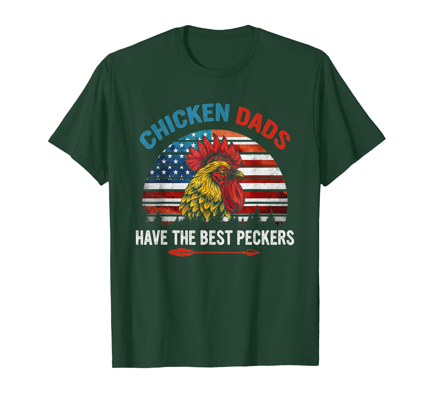 Chicken Dads Have The Best Peckers Farmer America flag T-Shirt