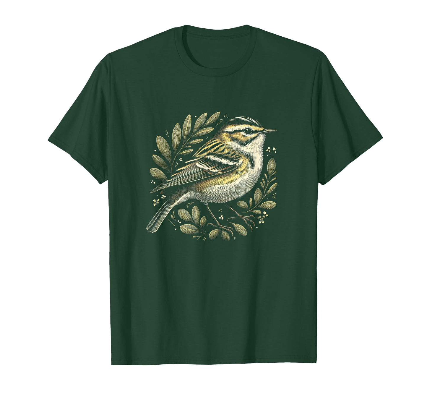 Warbler Graphic Bird Floral Art Design T-Shirt