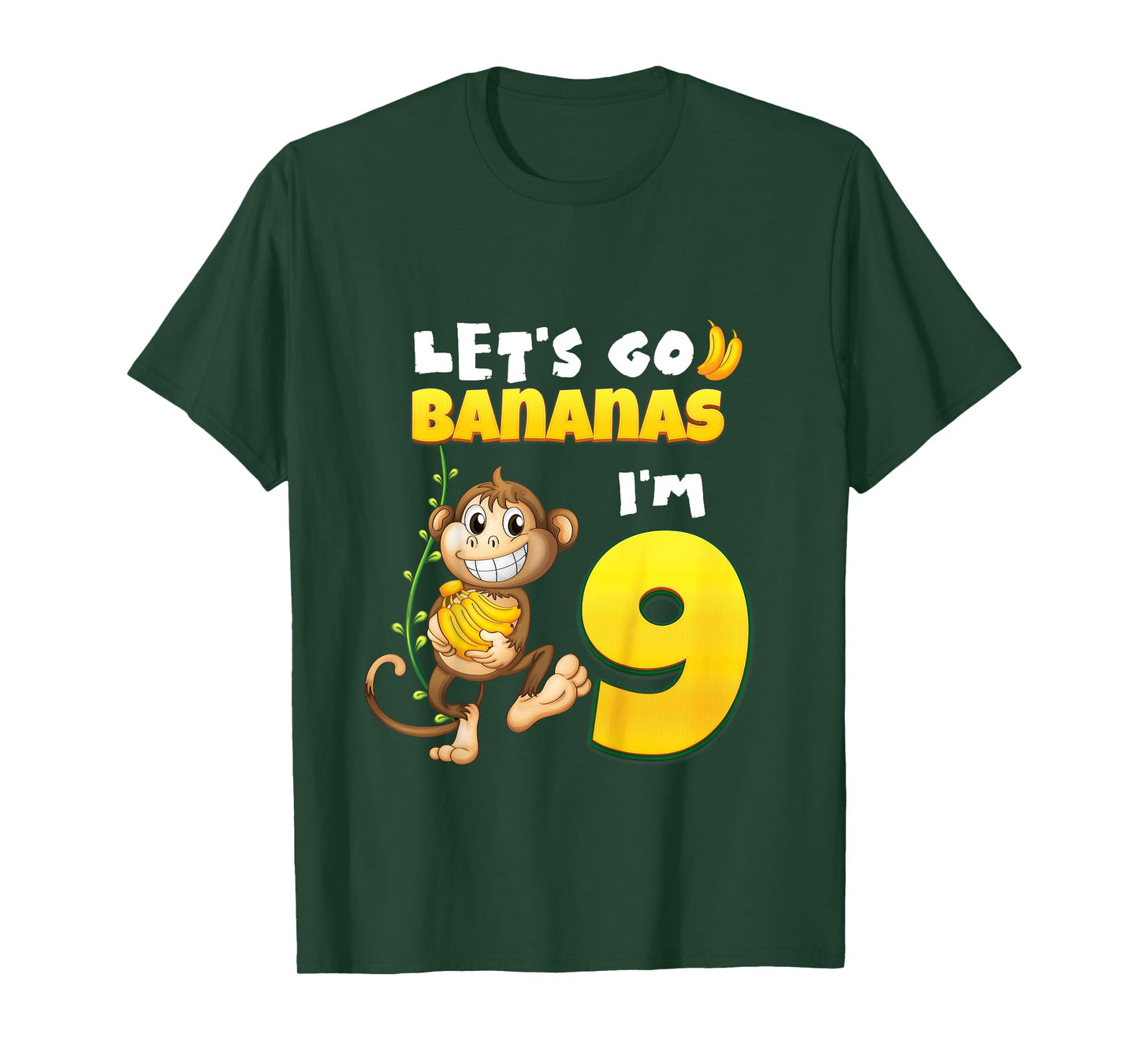 Let's Go Bananas I'm 9 Zoo Animal Jungle Safari 9th Birthday T-Shirt