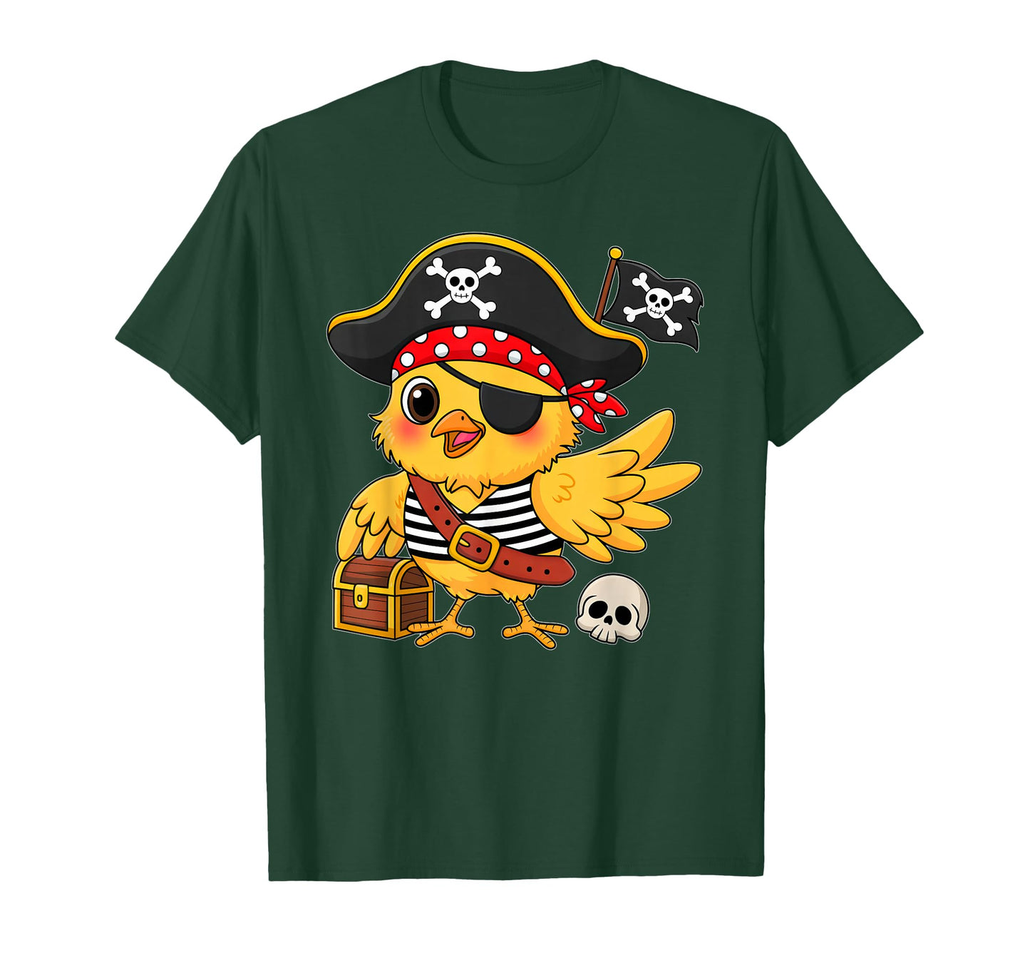 Cute Chicken Pirate Women Boys Girls Kids Halloween Costume T-Shirt