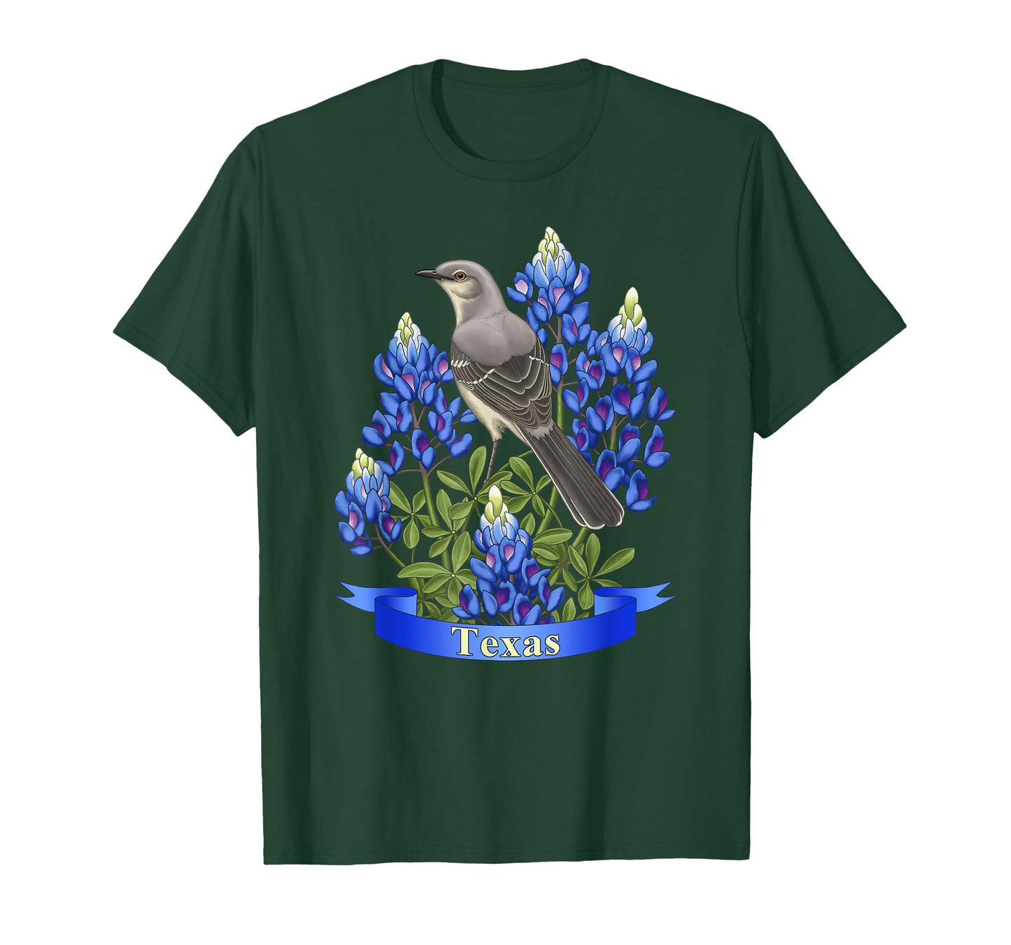 State Bird & Flower Texas Mockingbird & Lupine T-Shirt