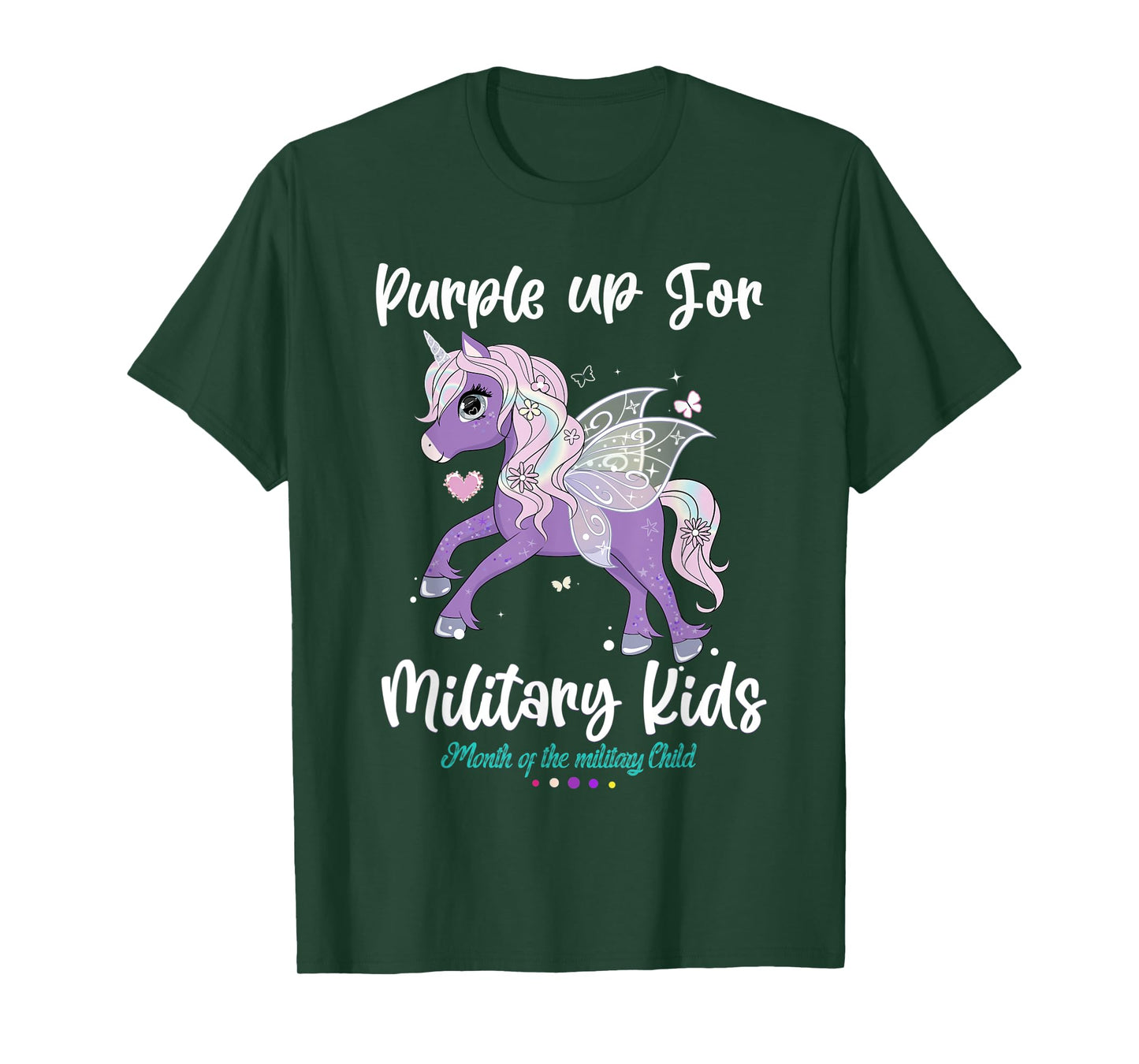 Unicorn Purple up Day For military kids CHILD Purple Up 2022 T-Shirt