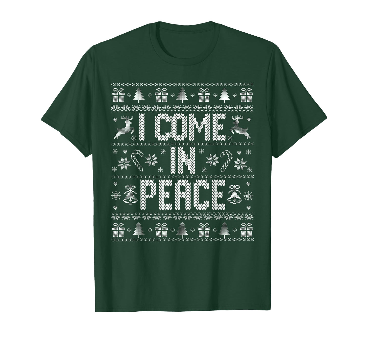 Peace I Come In Peace Merry Christmas Pajamas Couples Ugly T-Shirt