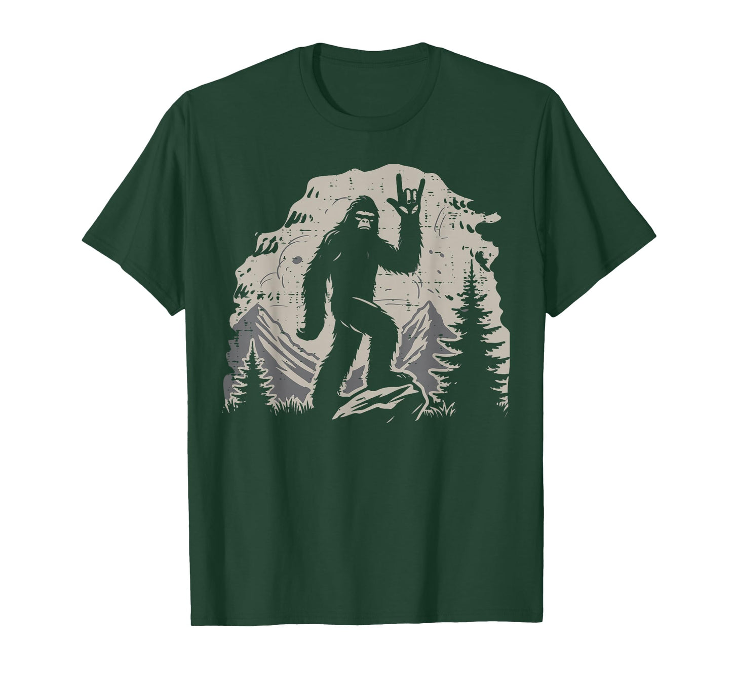 Bigfoot Rock Hand Cool Sasquatch Rocker Men Boys Kids Women T-Shirt