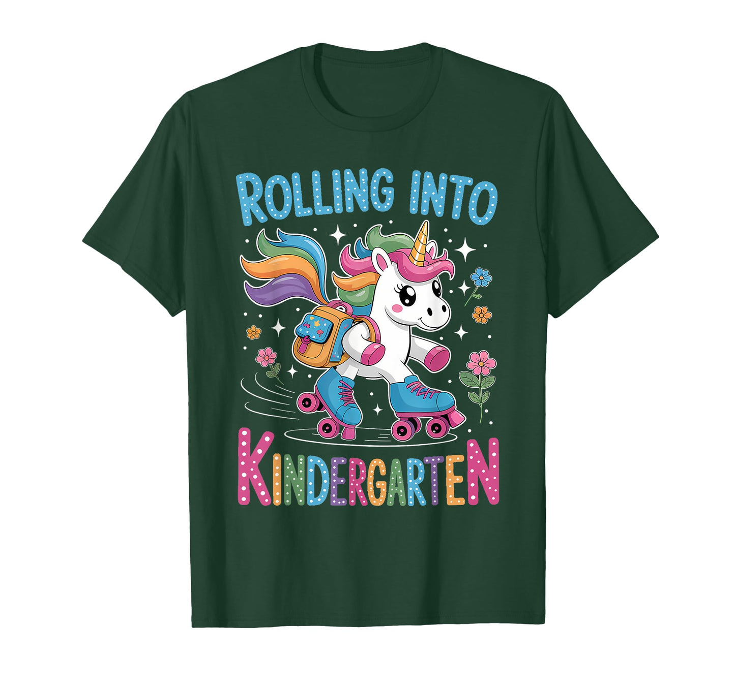 Rolling Into Kindergarten Skate Unicorn Back to School Girls T-Shirt
