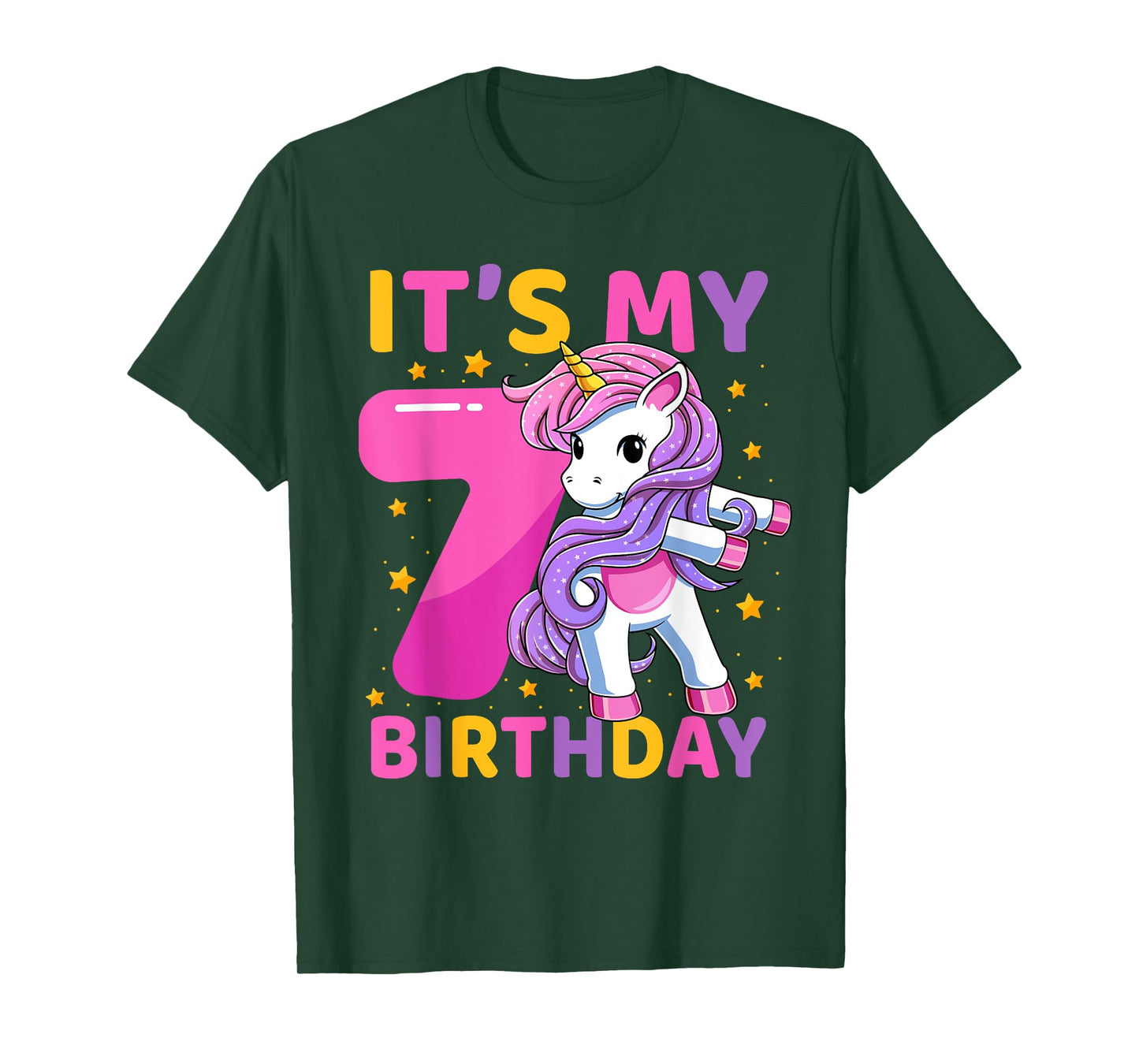 7 Years Old Unicorn Flossing 7th Birthday Party Girls Kids T-Shirt
