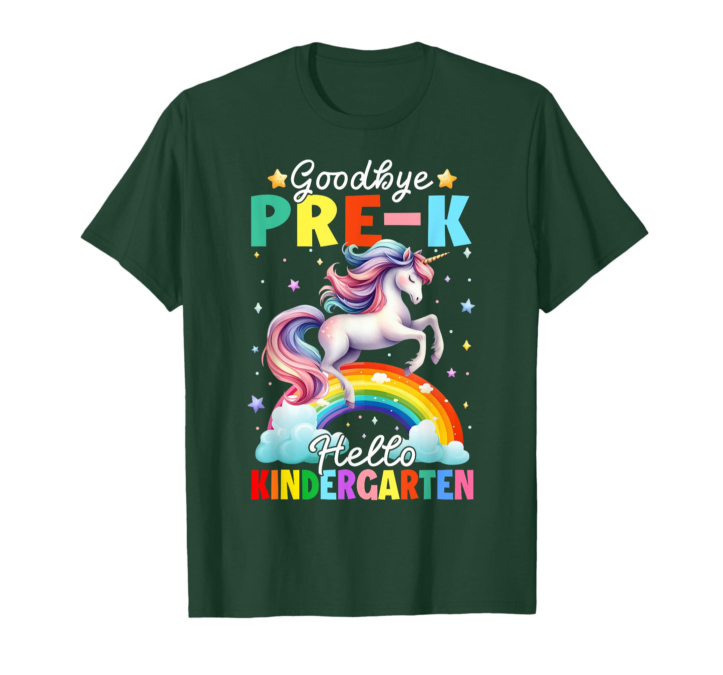 Kids Goodbye Pre-K Hello Kindergarten Unicorn Graduation T-Shirt