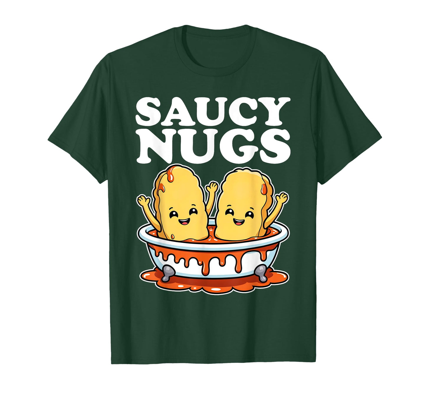 Funny Saucy Nugs Cartoon Food BBQ Sauce Chicken Nuggets T-Shirt