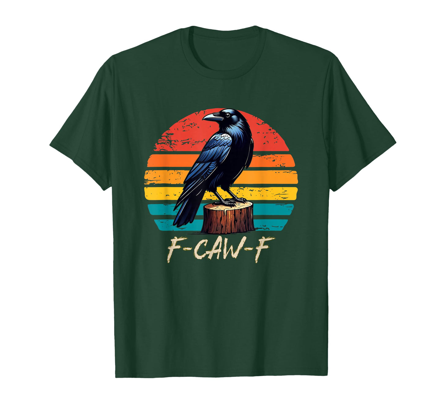 F-Caw-F Black Crow Black Bird Retro Sunset Vintage F-Caw-F T-Shirt