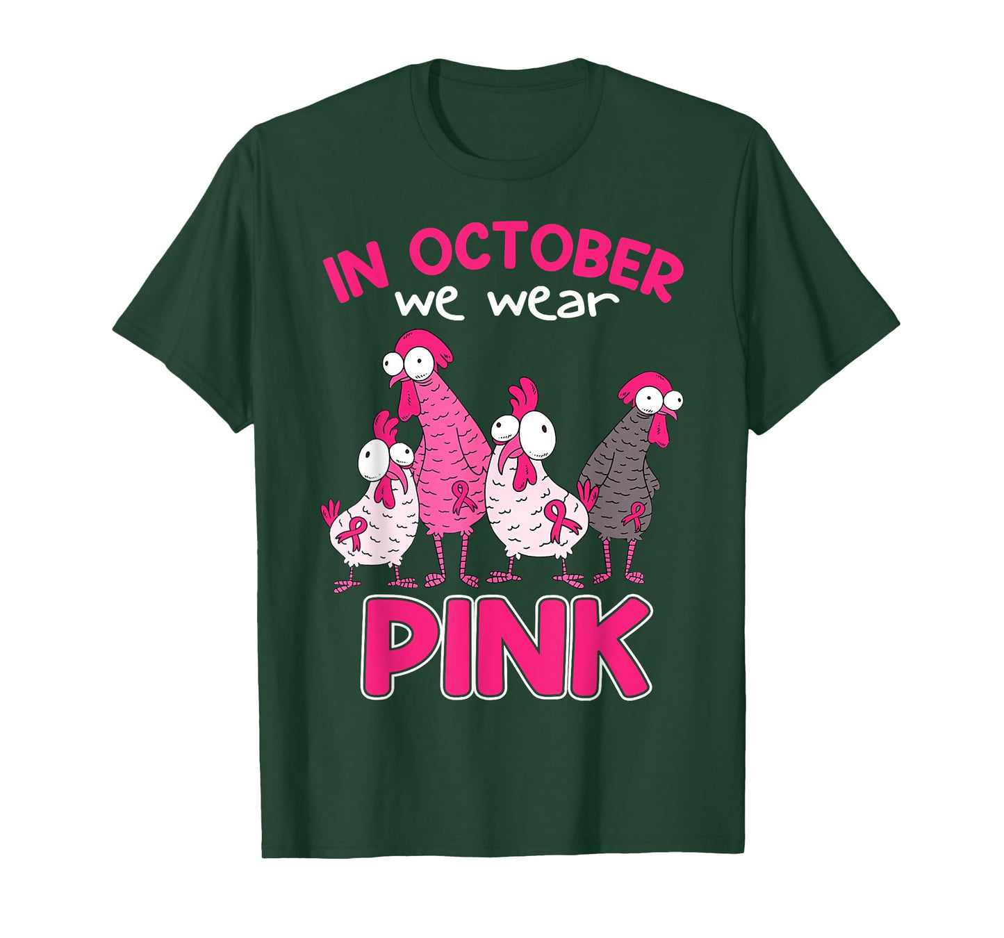 In Oct We Wear Pink Breast Cancer Funny Chicken Halloween T-Shirt